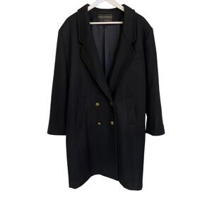 David Benjamin Collection Black Wool Double Breasted Coat Size 12 Minimalist